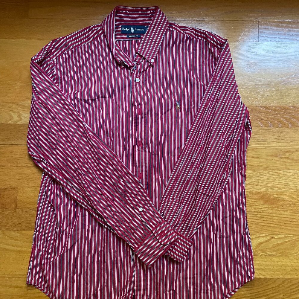 Ralph Lauren Button Down Red Striped Shirt